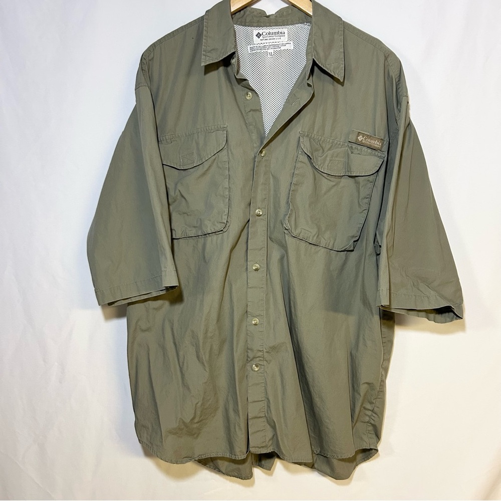Columbia Men's size XL Tan Brown PFG vented shirt short sleeve pockets